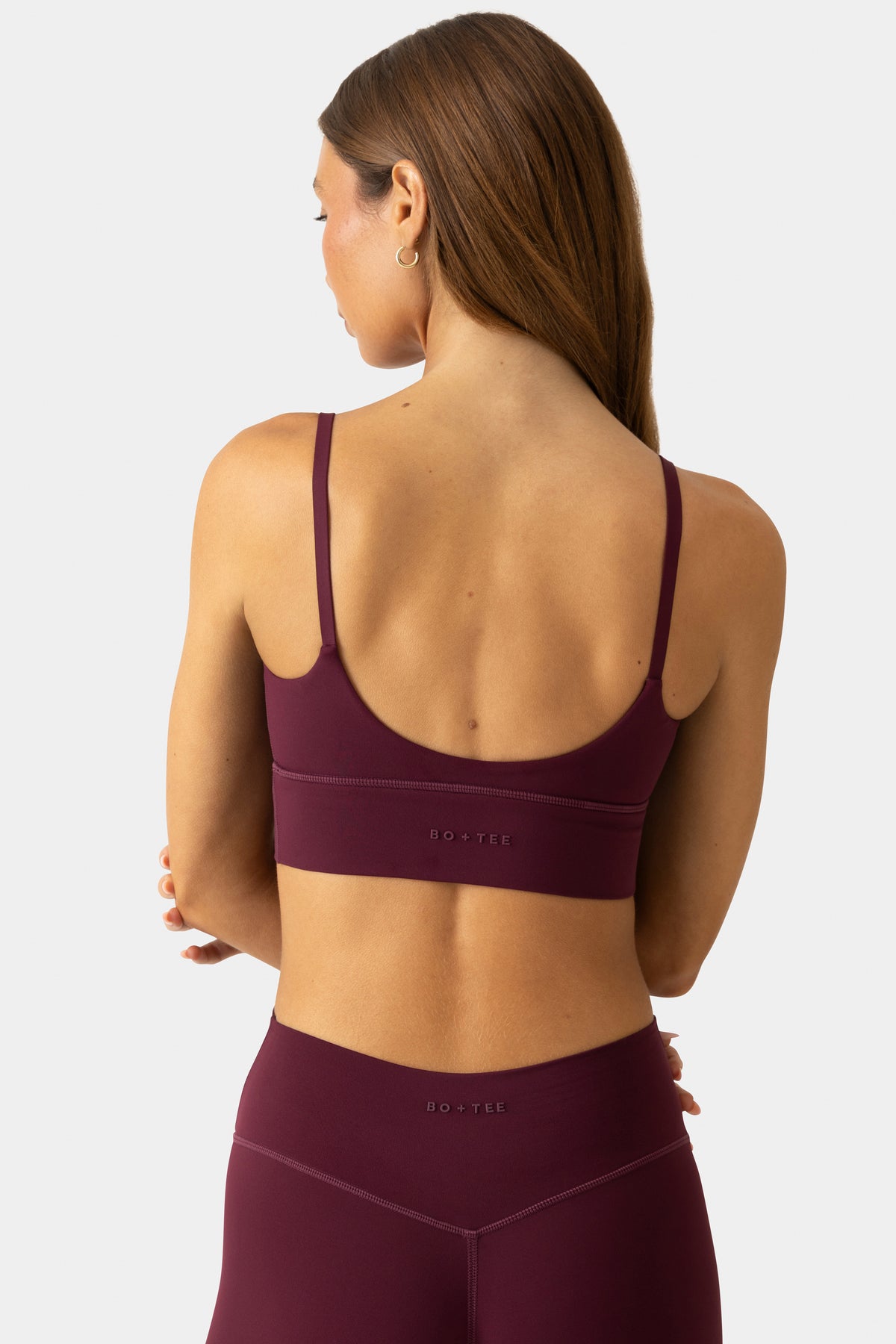 Soft Active Scoop-Neck Sports Bra in Plum