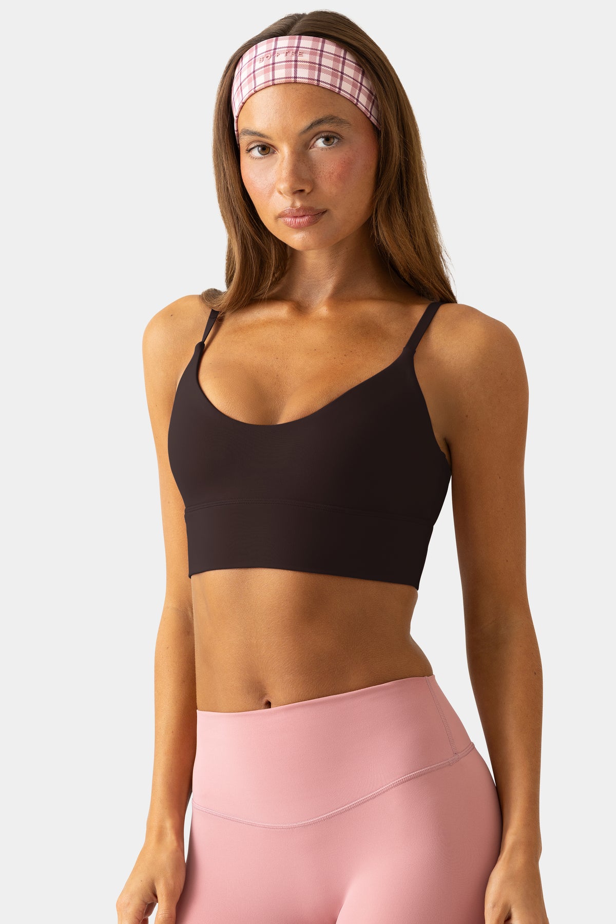 Soft Active Scoop-Neck Sports Bra in Espresso - 1