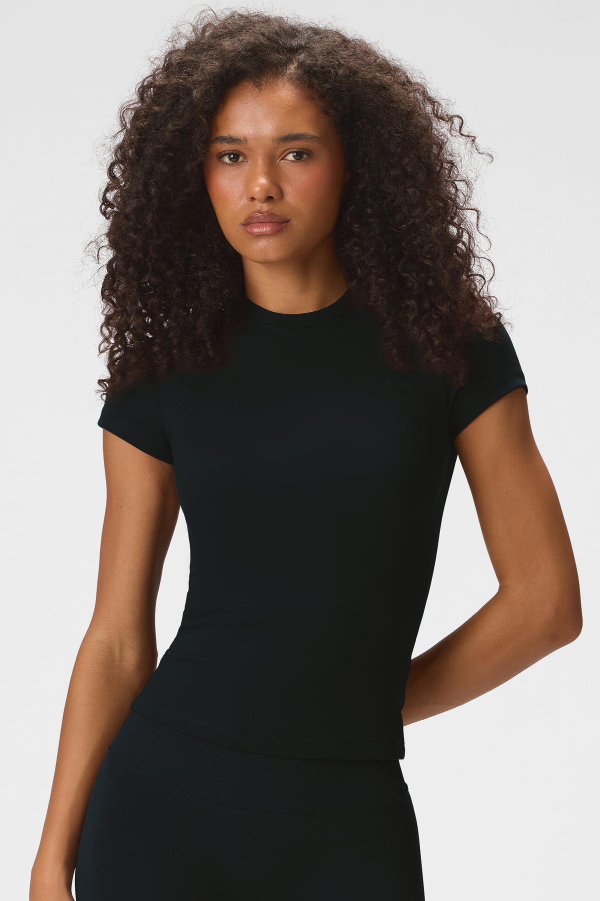 Soft Active Short Sleeve Top in Black - 1