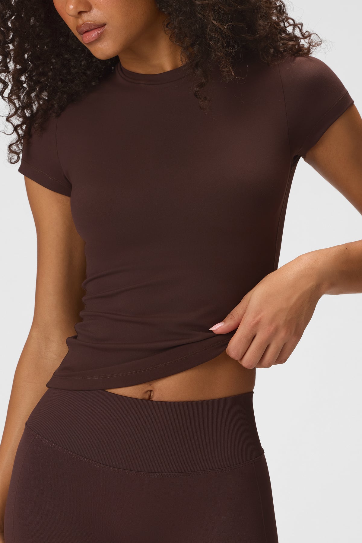 Soft Active Short Sleeve Top in Espresso - 1