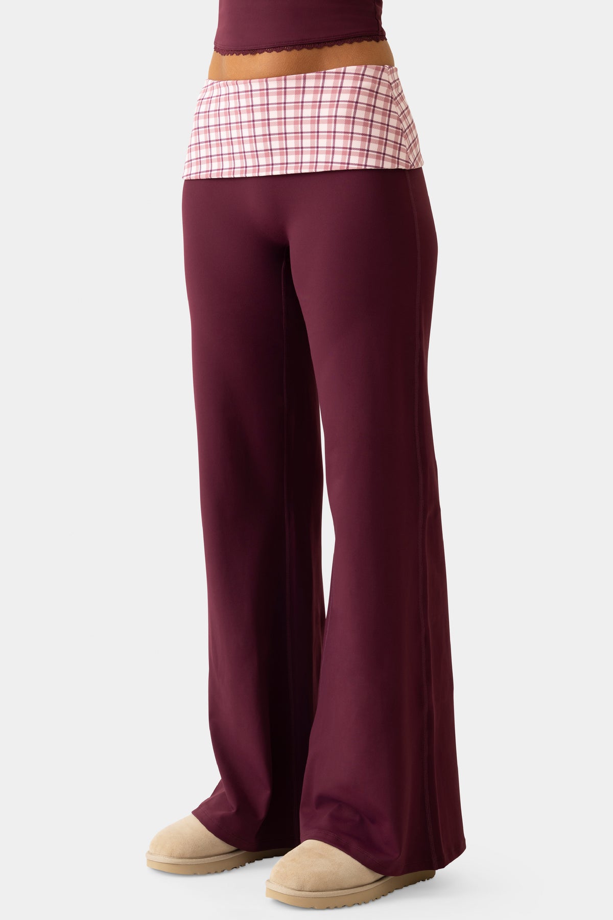 Soft Active Wide-Leg Trousers in Plum