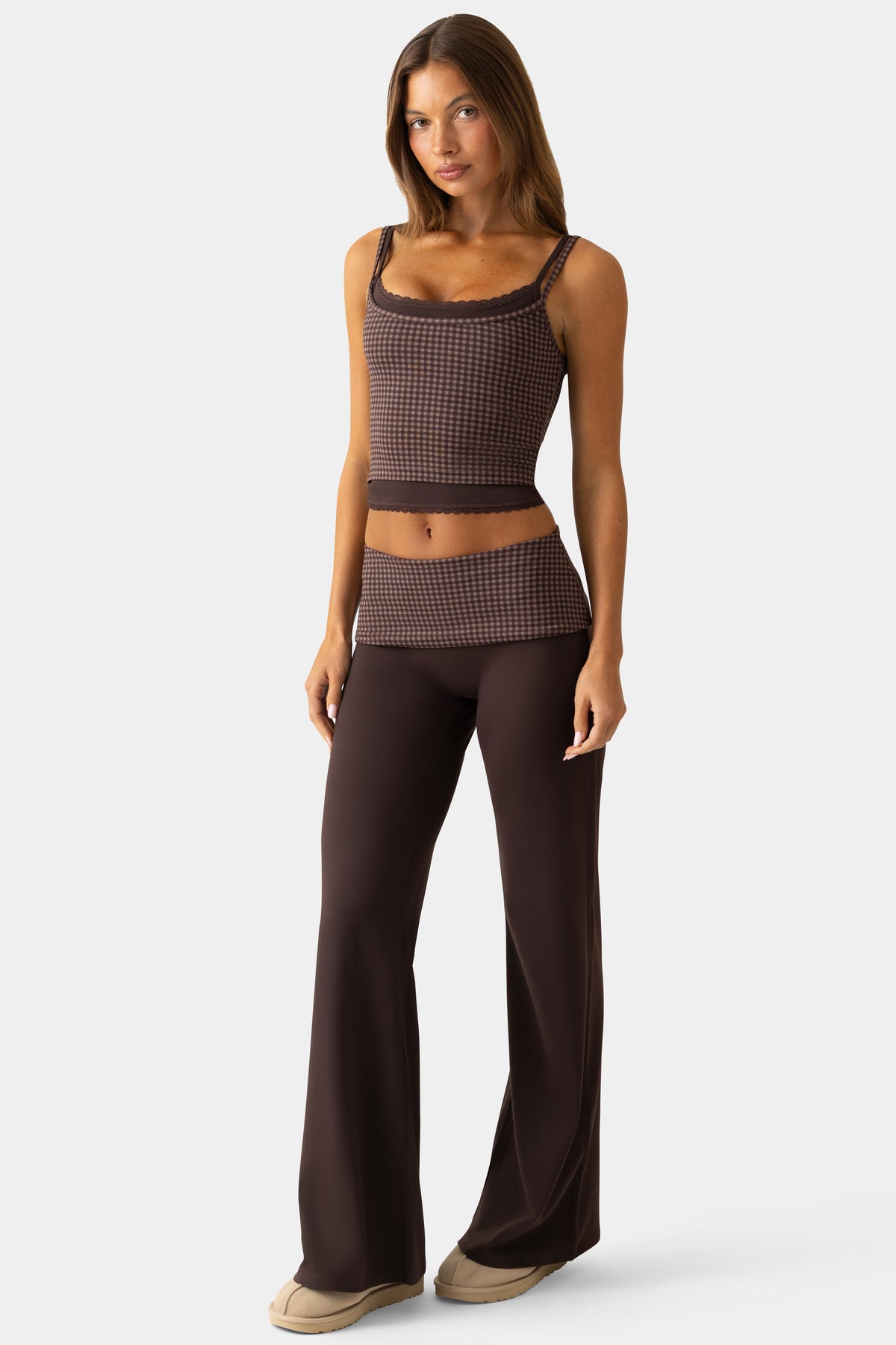 Soft Active Wide-Leg Trousers in Espresso - 1
