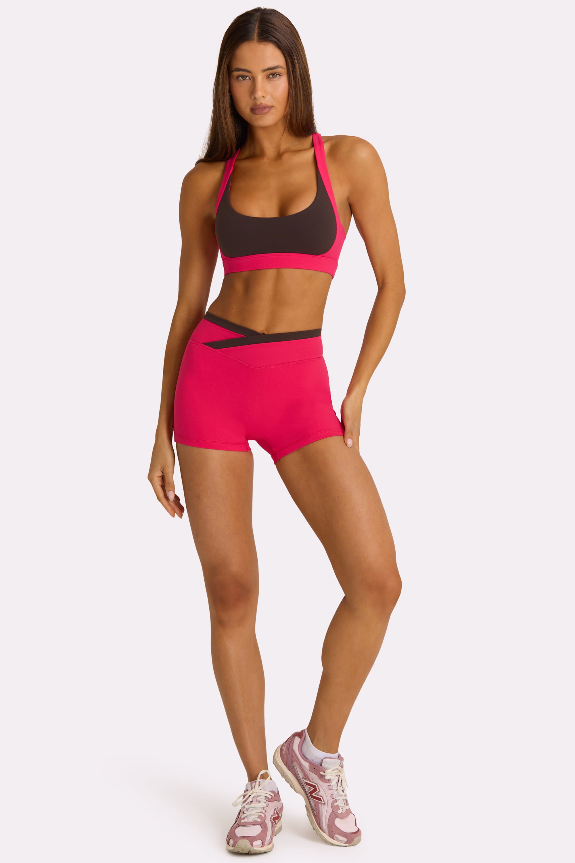 Soft Active Wrap Waist Shorts in Hot Pink