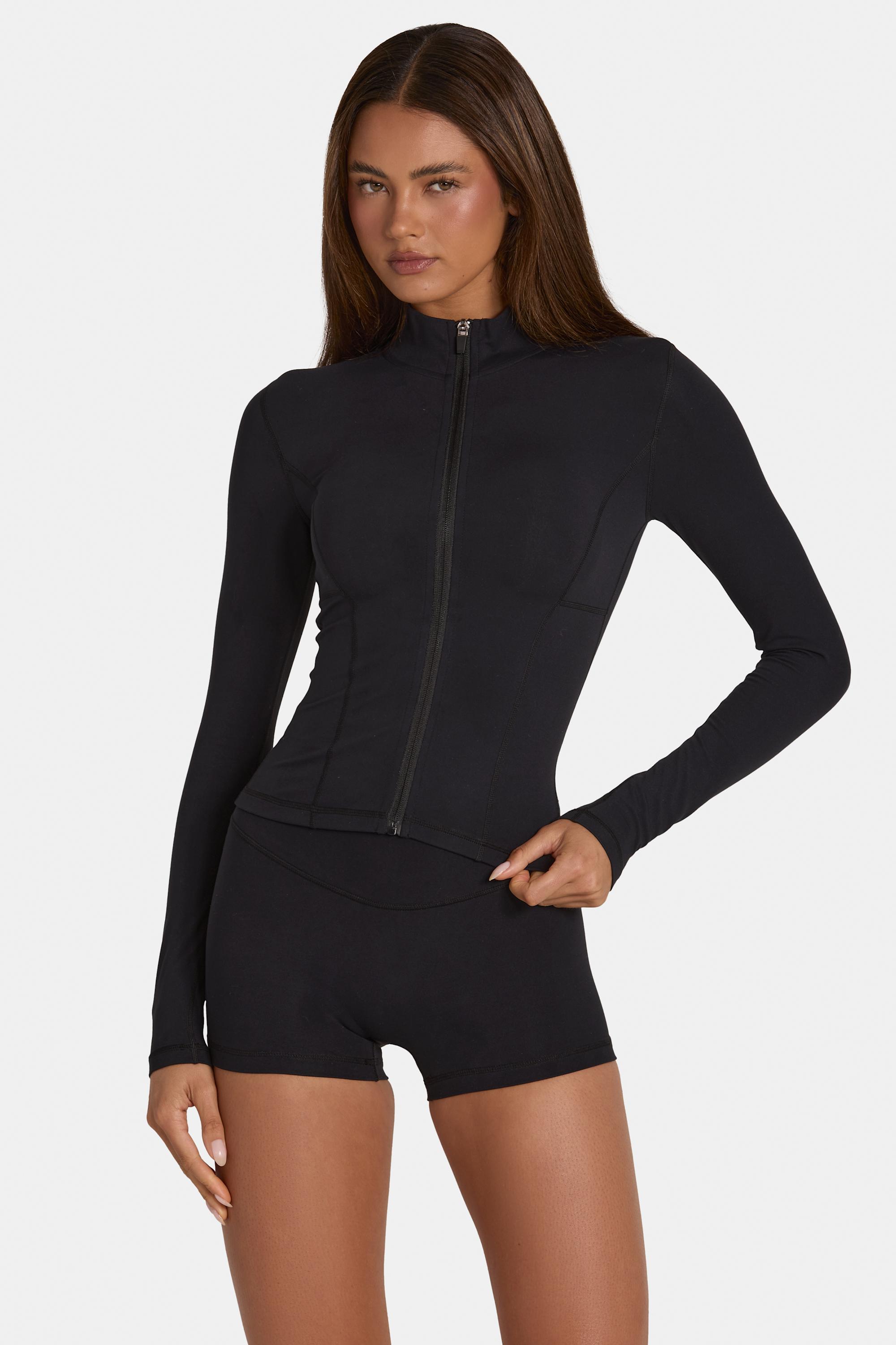 Soft Active Zip-Up Jacket in Black
