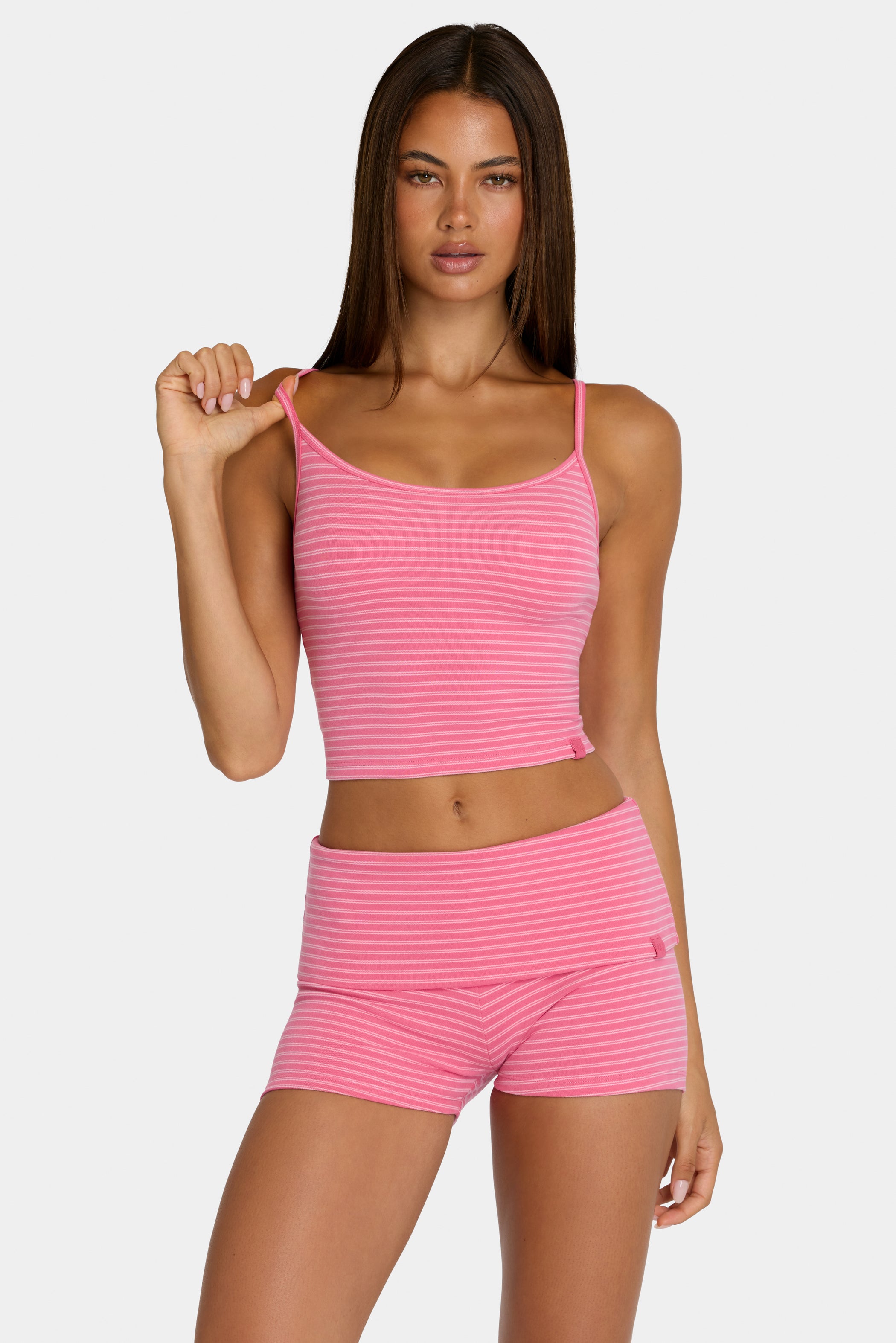 Brushed Jersey Tank Top in Pink Stripe - 1