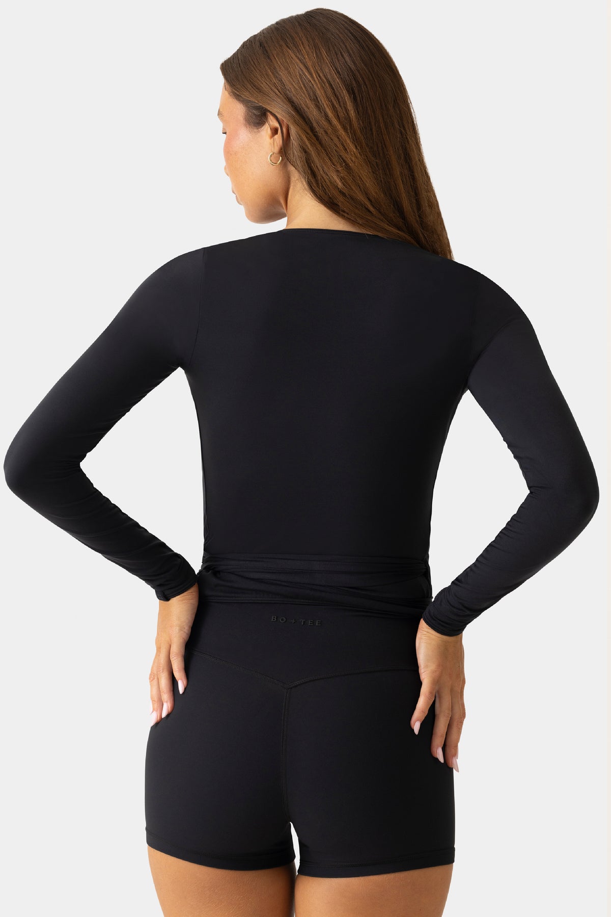 Soft Jersey Wrap Top in Black - 2