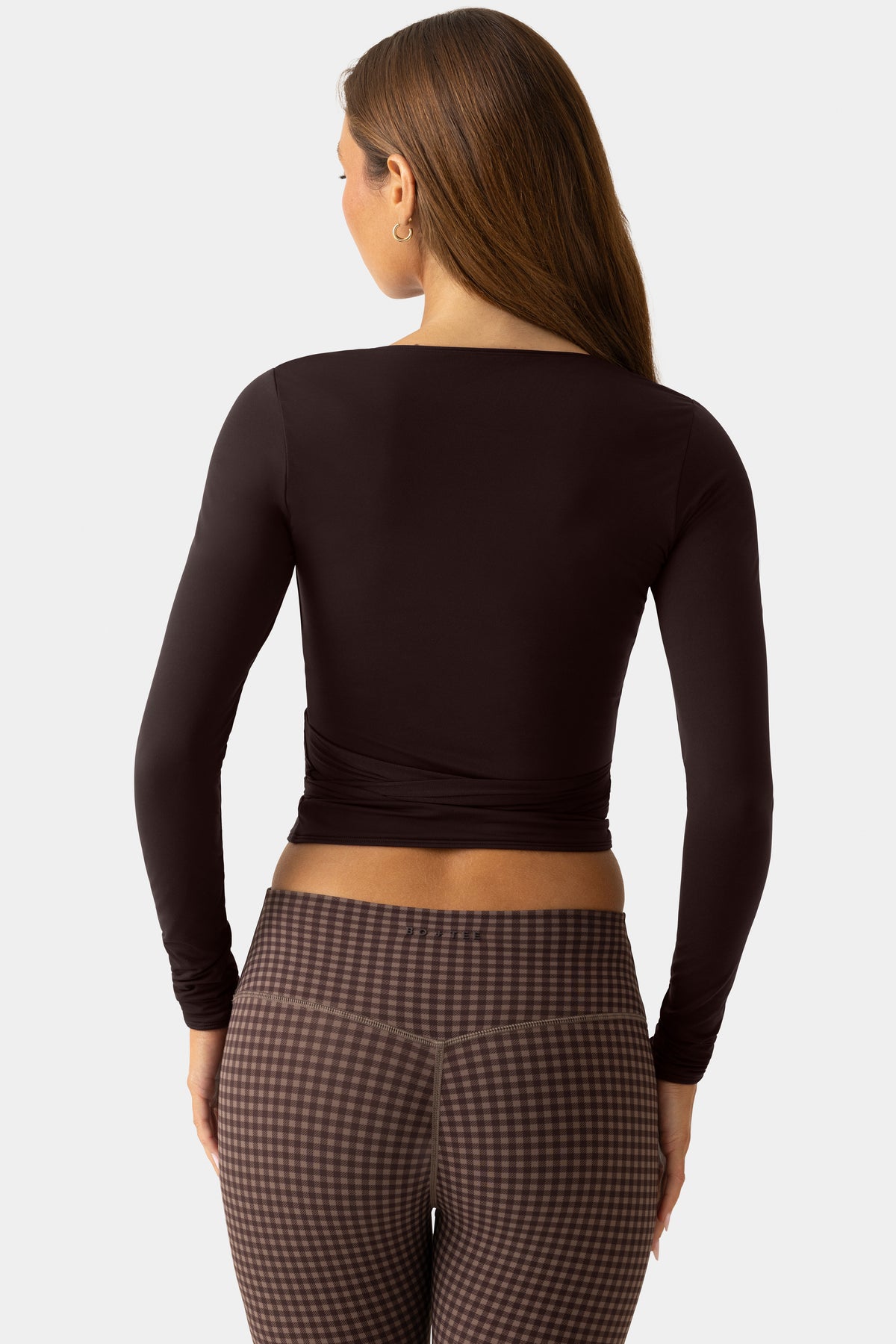 Soft Jersey Wrap Top in Espresso - 2