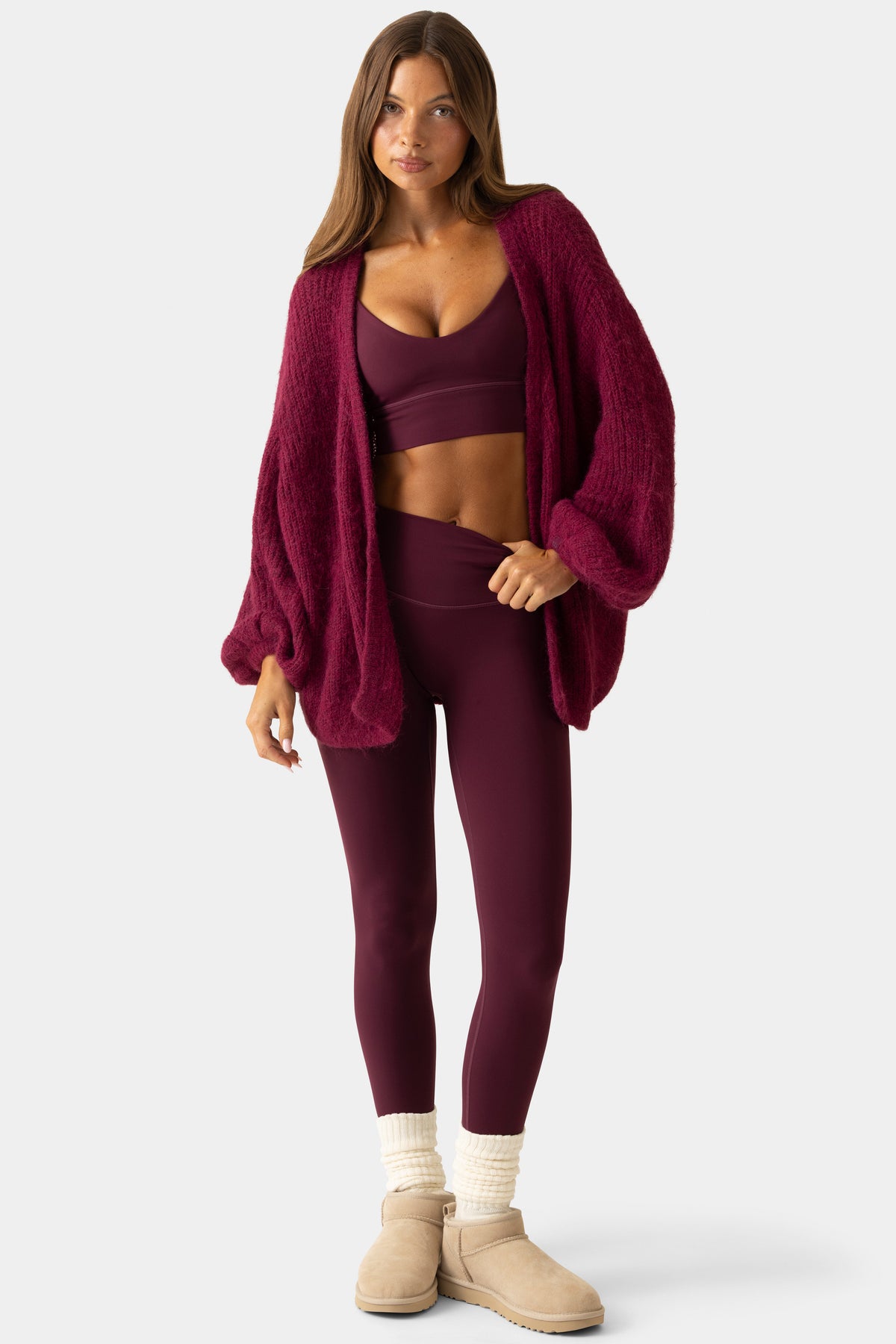 Soft Knit Cardigan in Plum