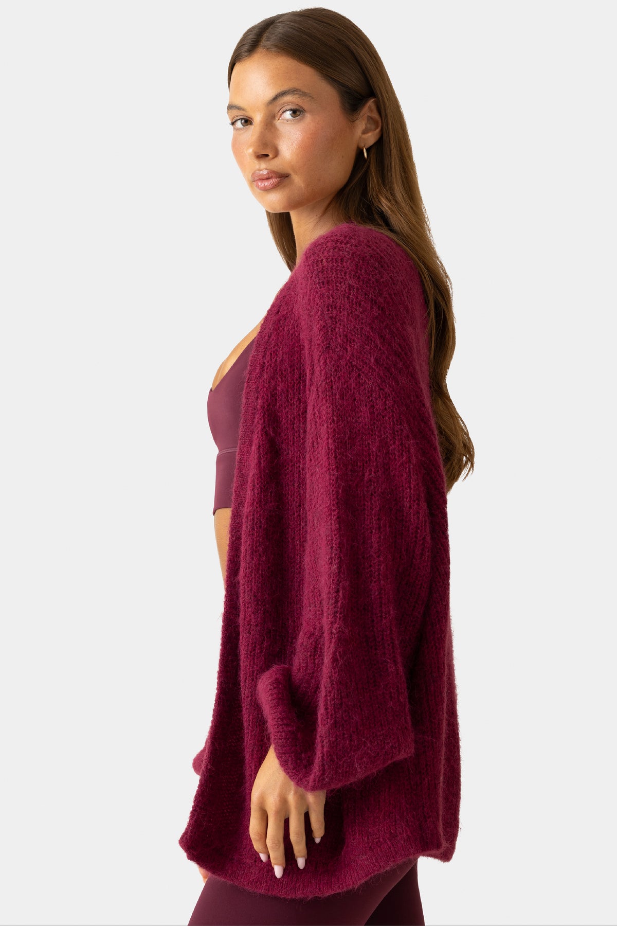 Soft Knit Cardigan in Plum