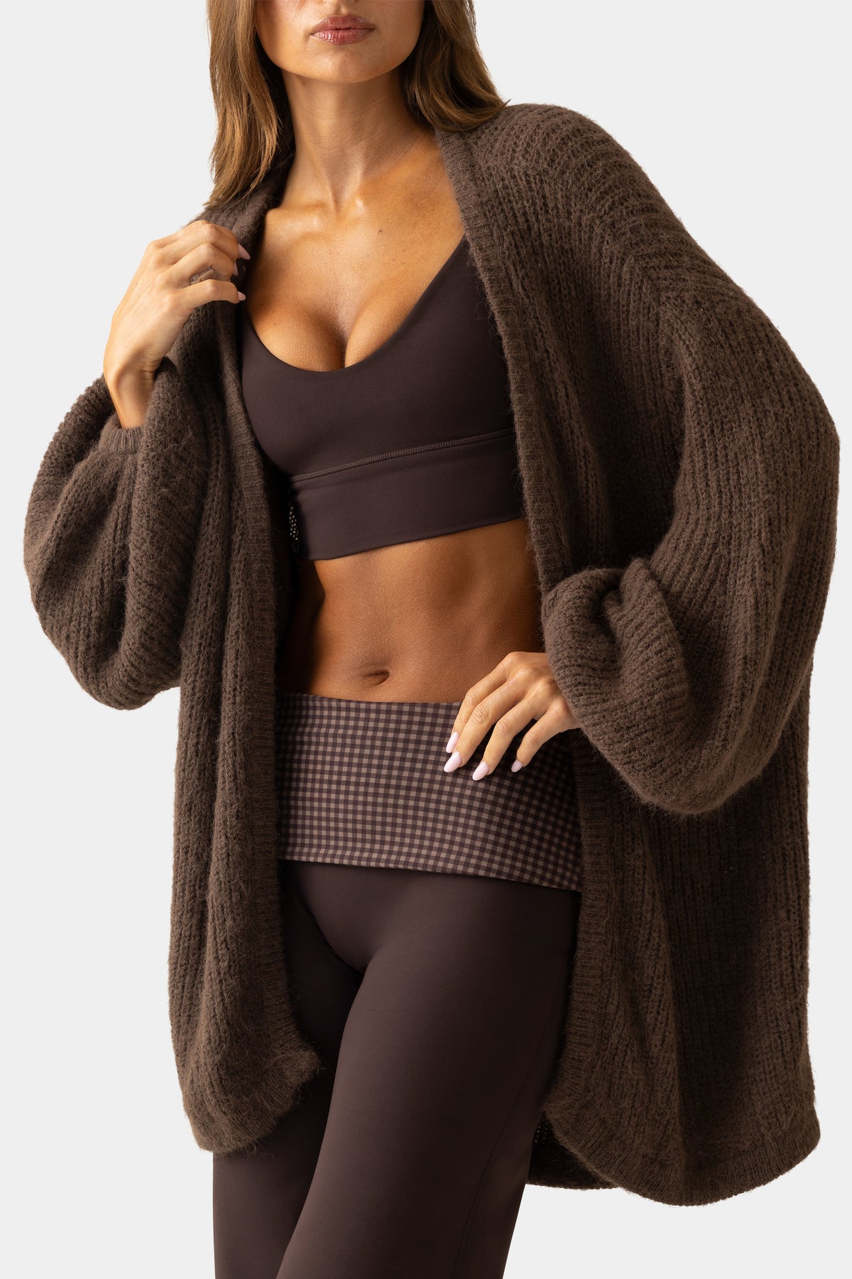 Soft Knit Cardigan in Espresso - 1
