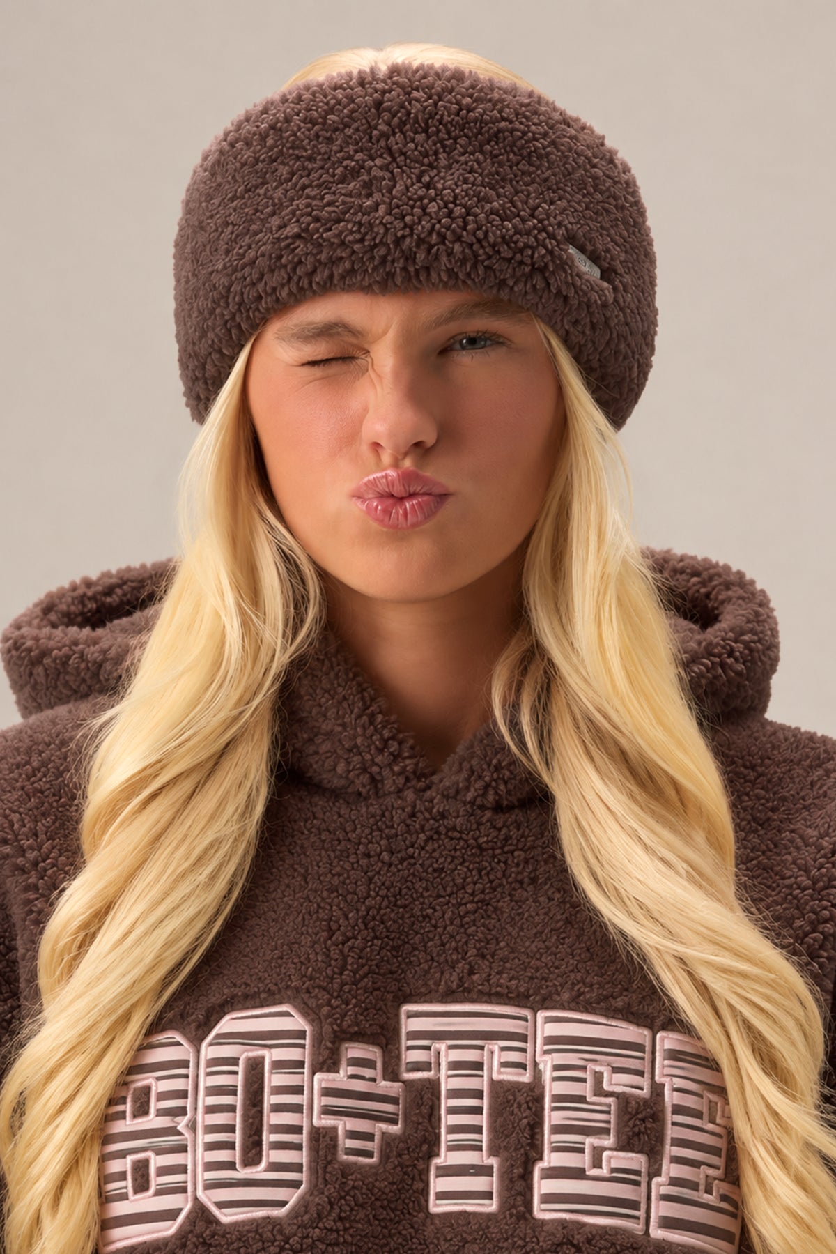 Teddy Fleece Headband in Chestnut - 2