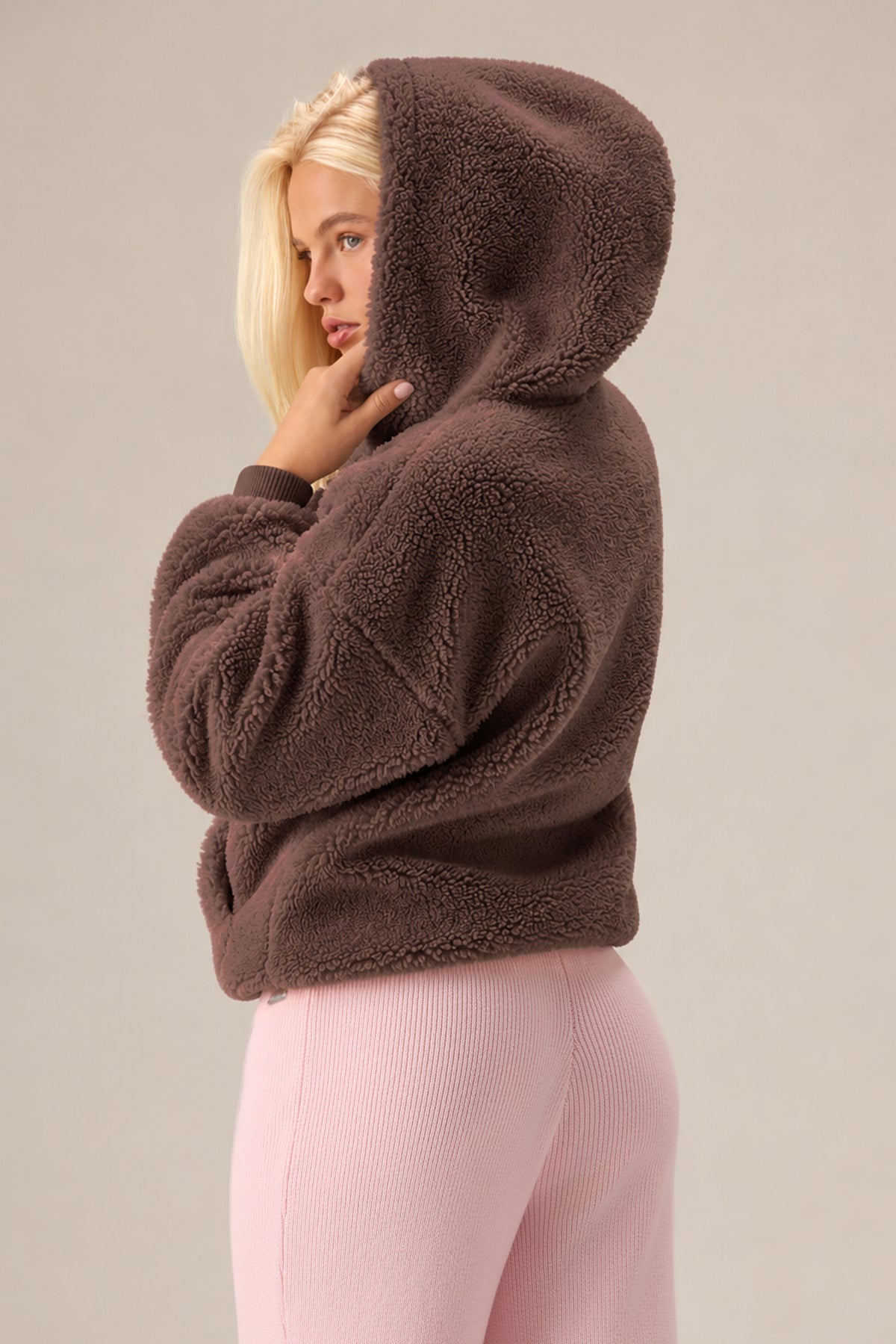 Teddy Fleece Hoodie  in Chestnut