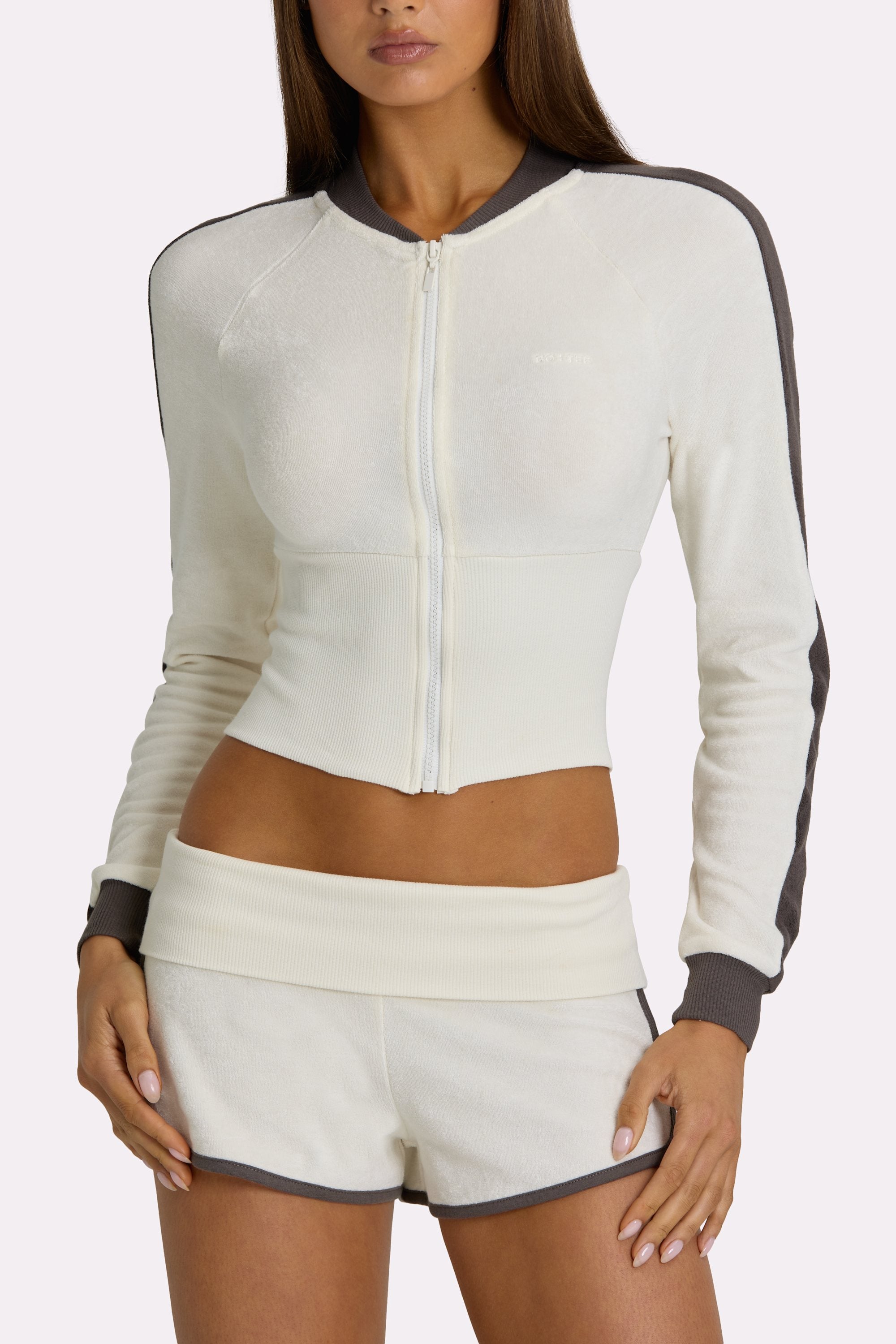 Terry Zip-Up Jacket in Coconut
