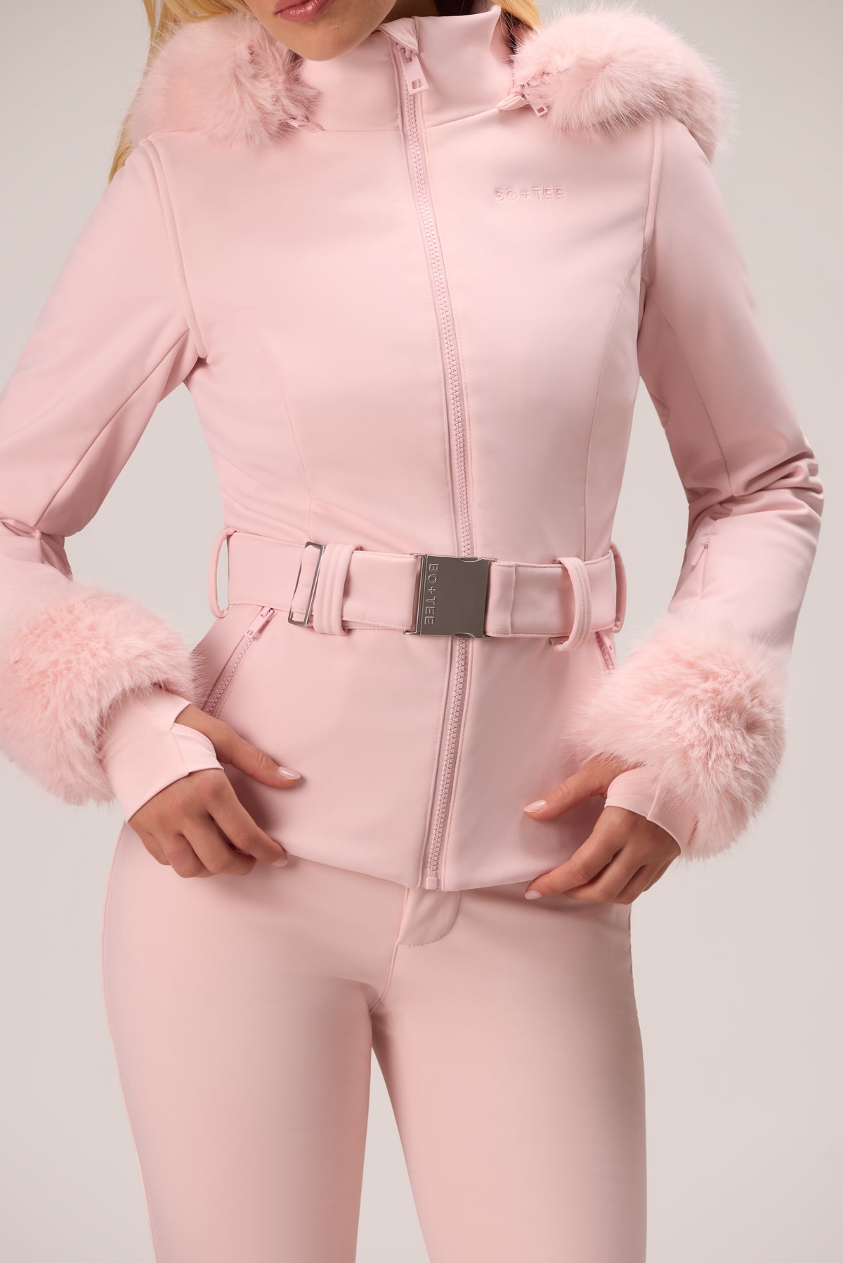 Water Resistant Soft Shell Ski Jacket in Powder Pink