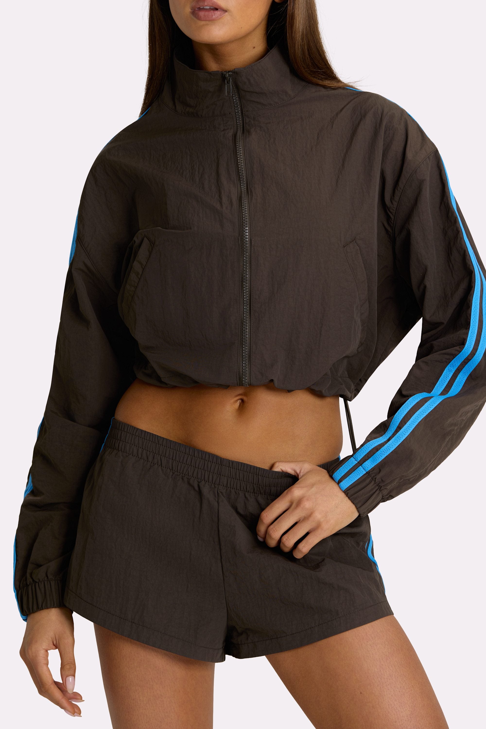 Woven Track Shorts in Truffle