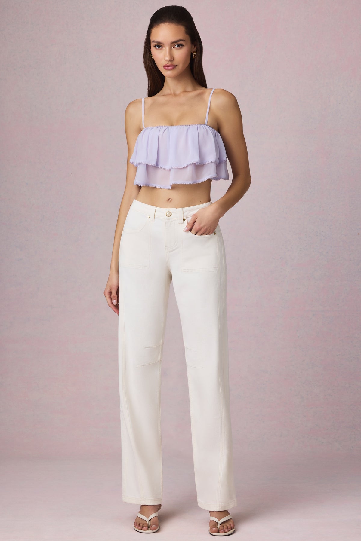 Mid-Rise Barrel-Leg Jeans in Ecru Wash