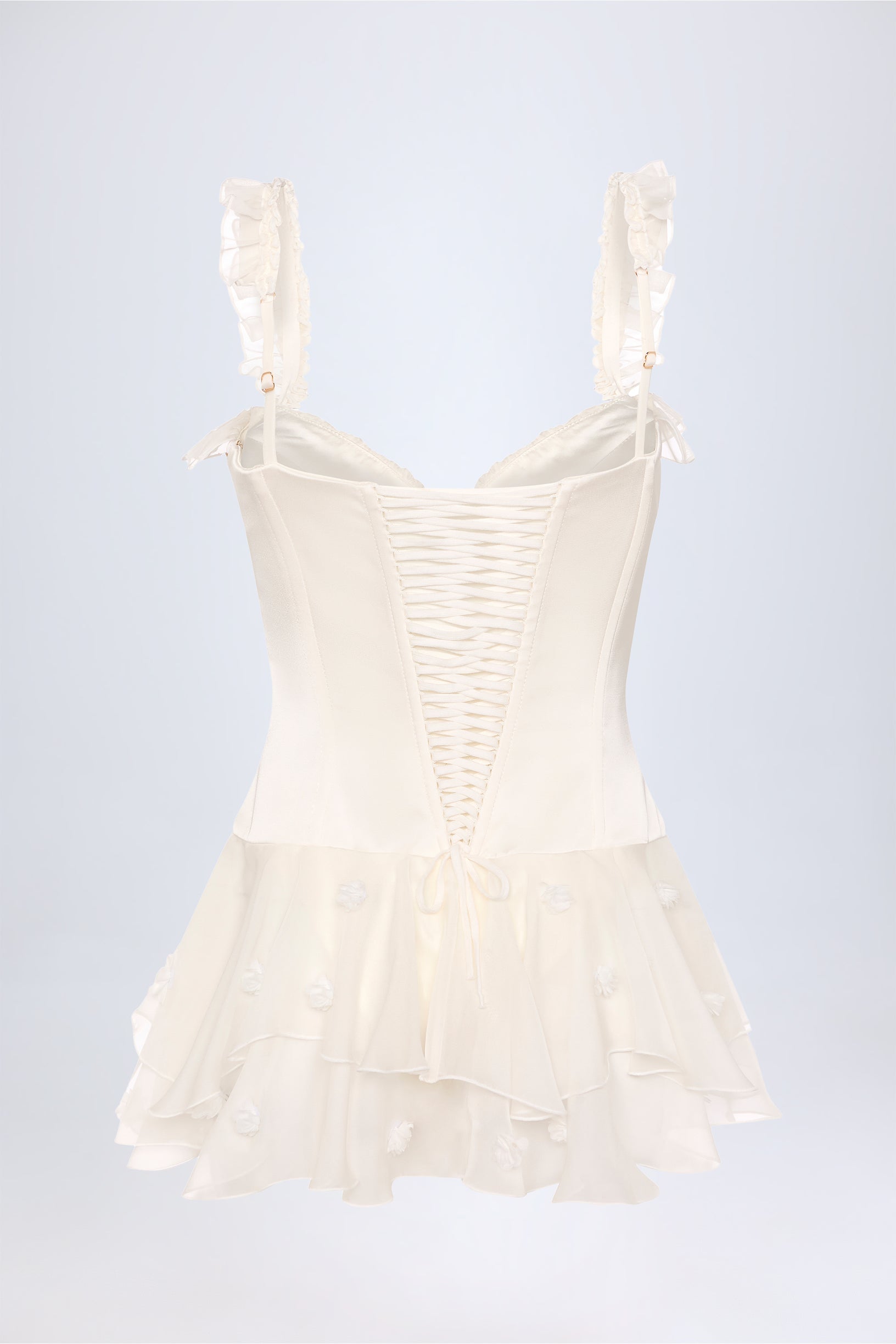 Ruffled Corset Bodysuit in White - 2