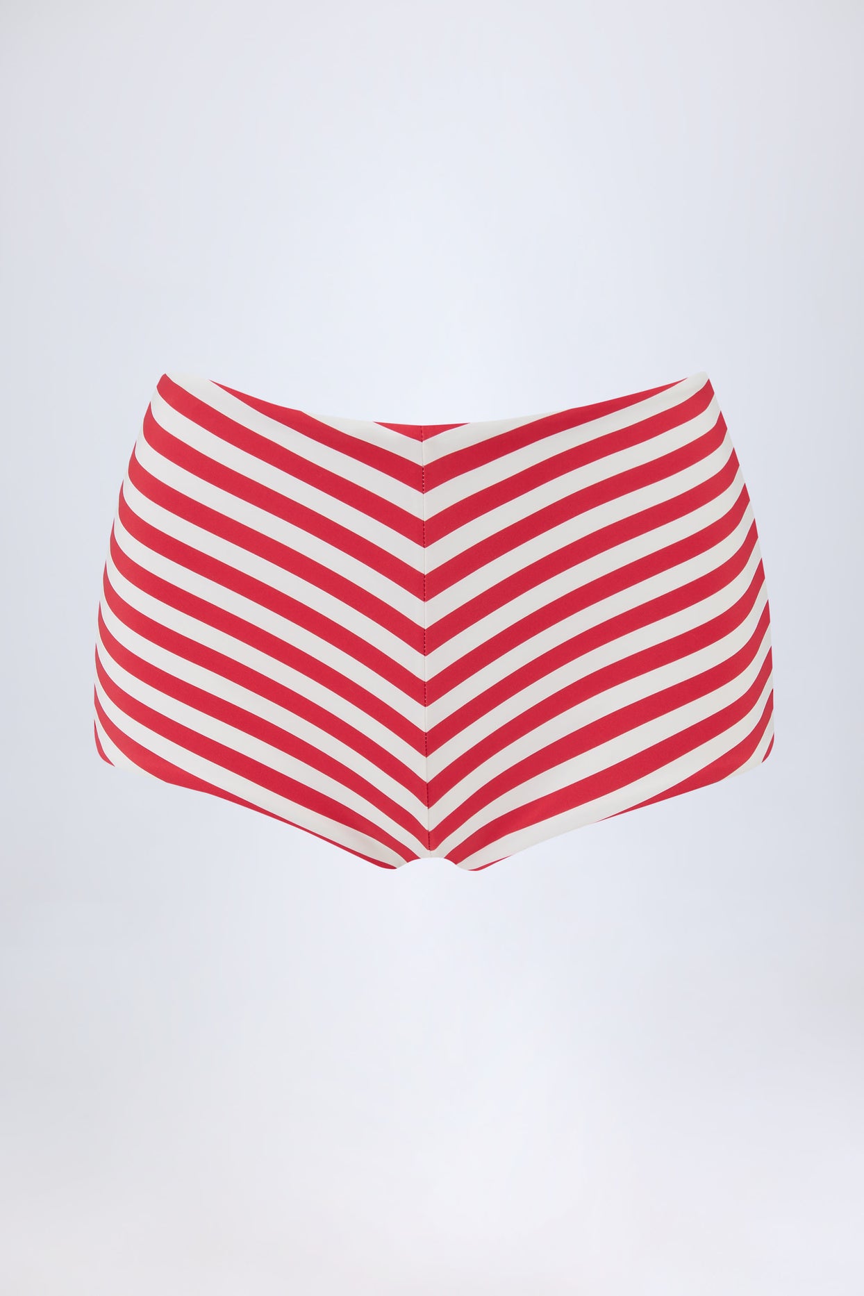 Mid-Rise Hot Pants in Cherry Red Stripe - 2