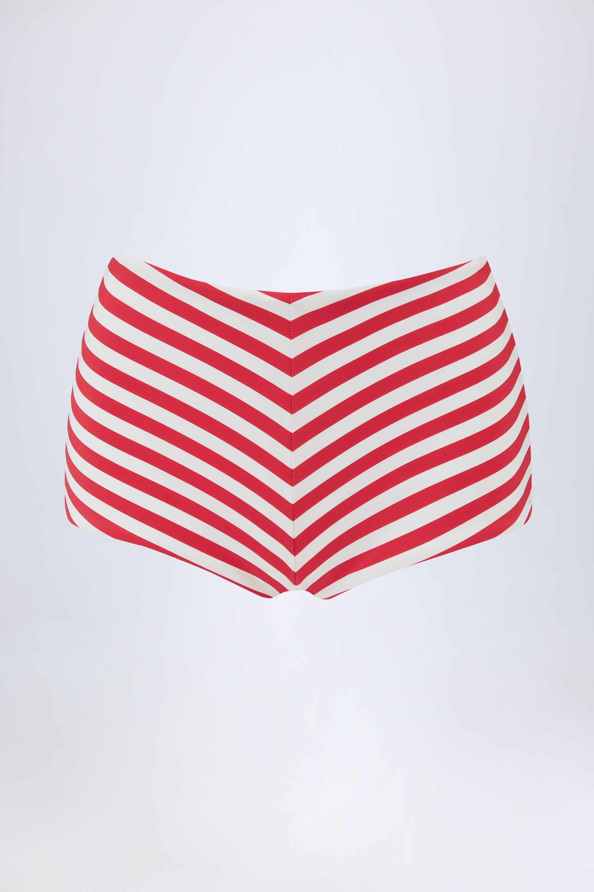 Mid-Rise Hot Pants in Cherry Red Stripe - 2