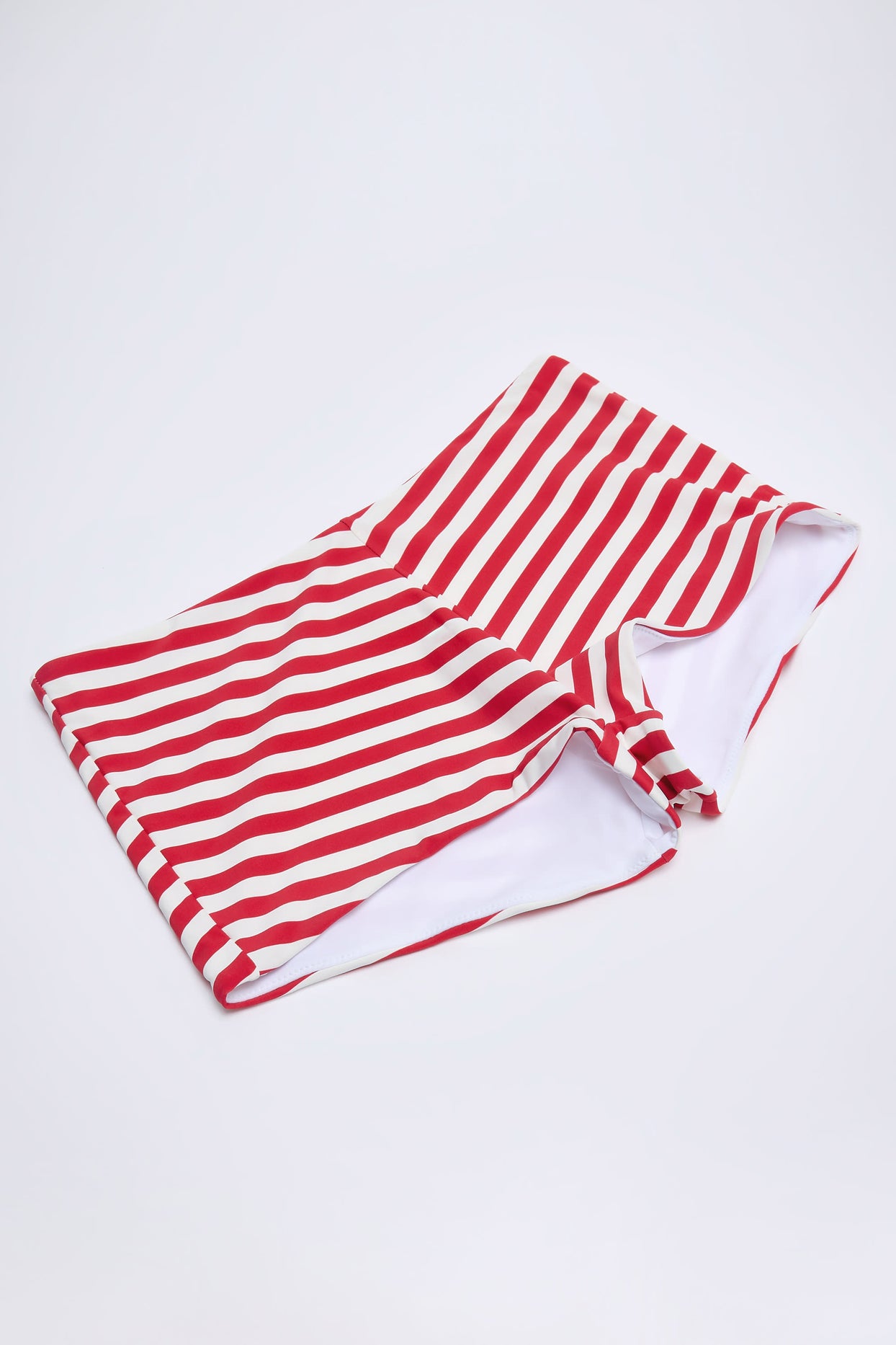Mid-Rise Hot Pants in Cherry Red Stripe - 4