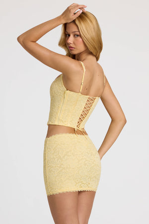 Lace Soft-Scoop Boned Corset Top in Butter Yellow