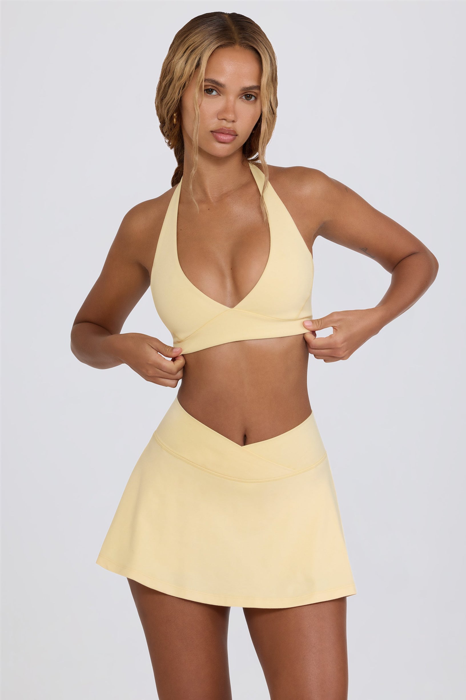 Soft Active Mini Skort in Lemon Marl - 1