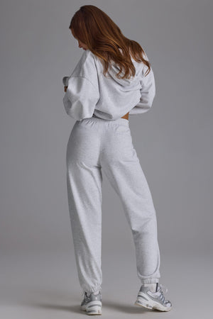 Relaxed Mid-Rise Joggers in Grey Marl Oh Polly - Main Image