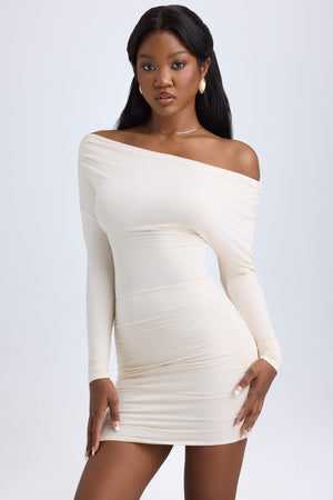 Elsa Modal Off-Shoulder Ruched Mini Dress in Ivory