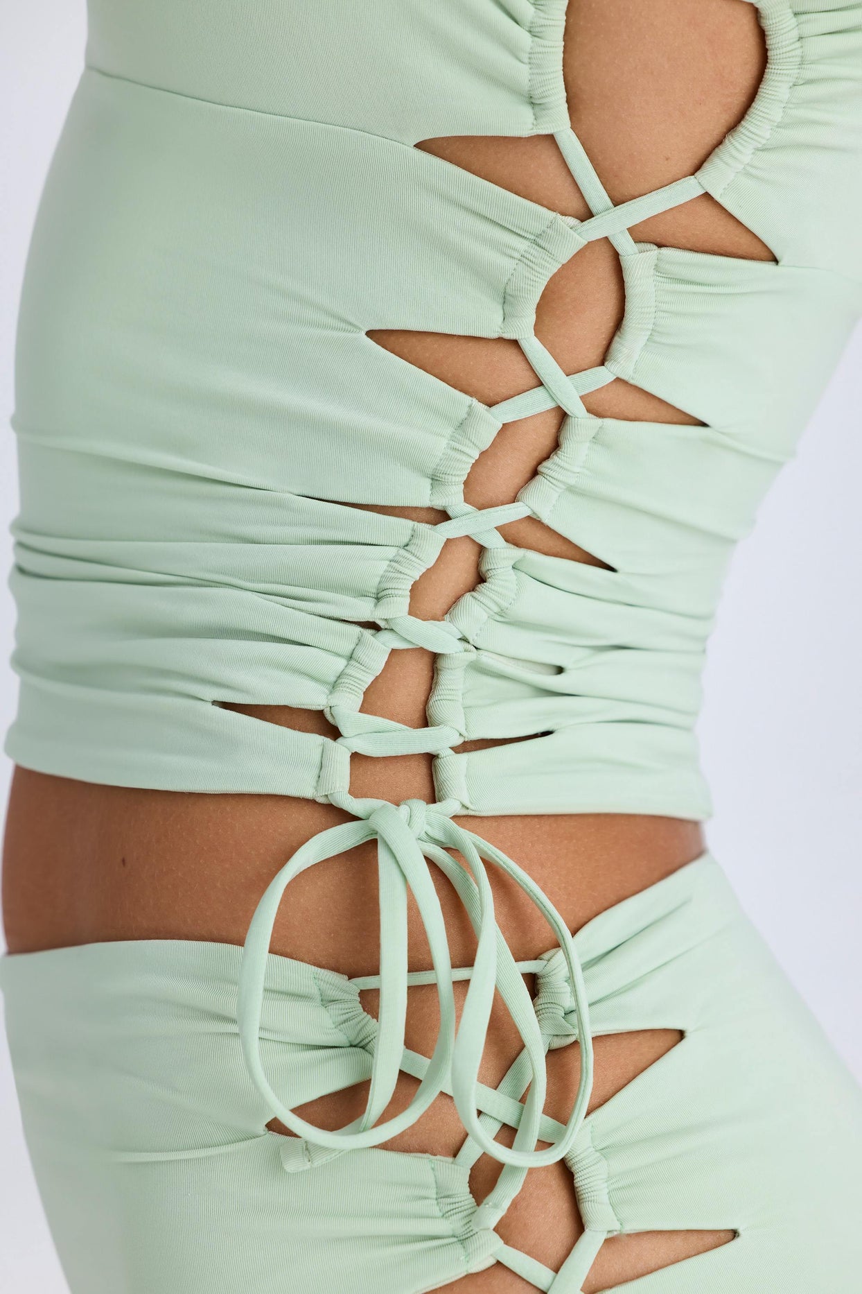Ruched Cut-Out Top in Green - 5
