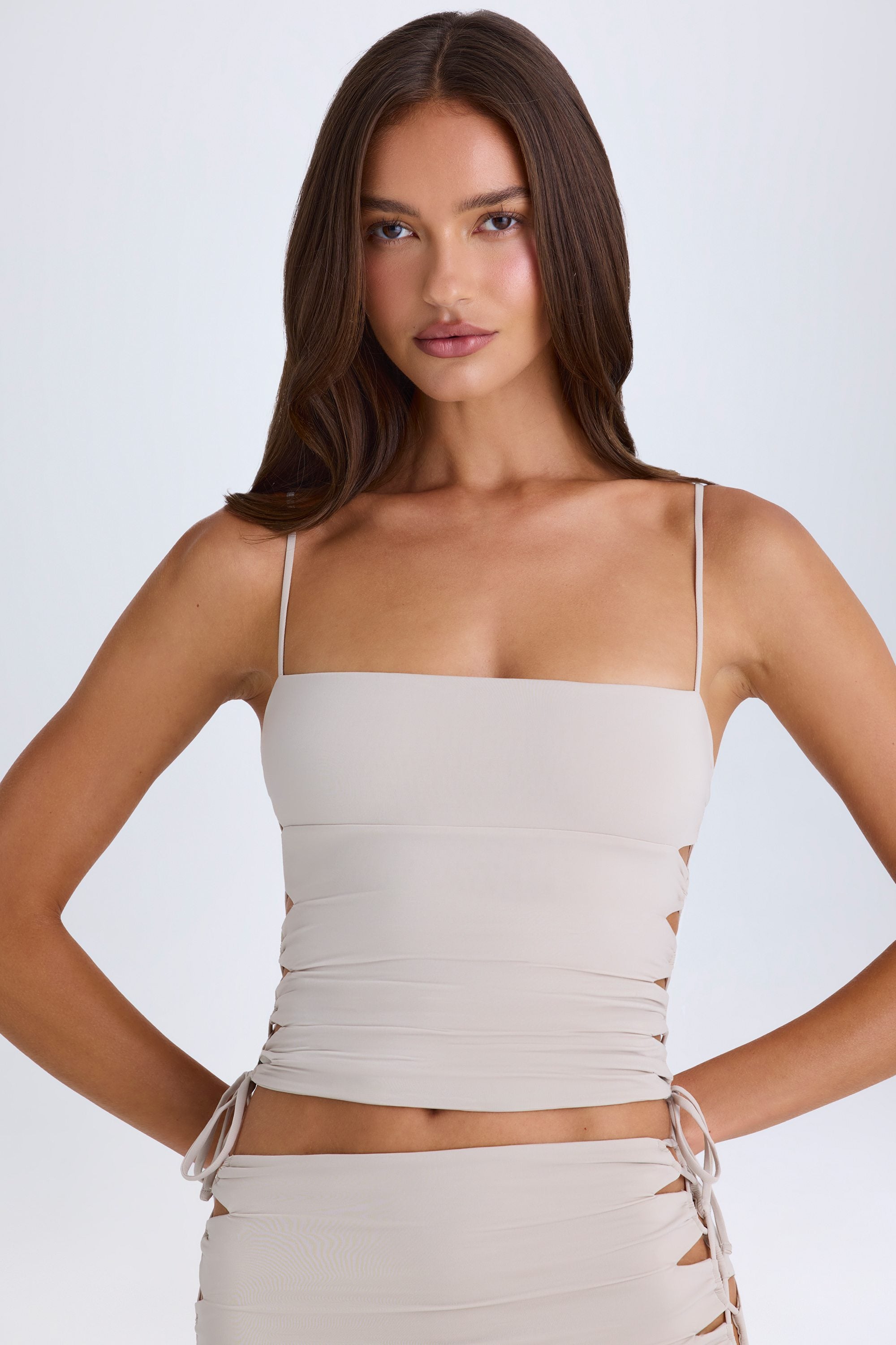 Red Cut Out Ruched Top