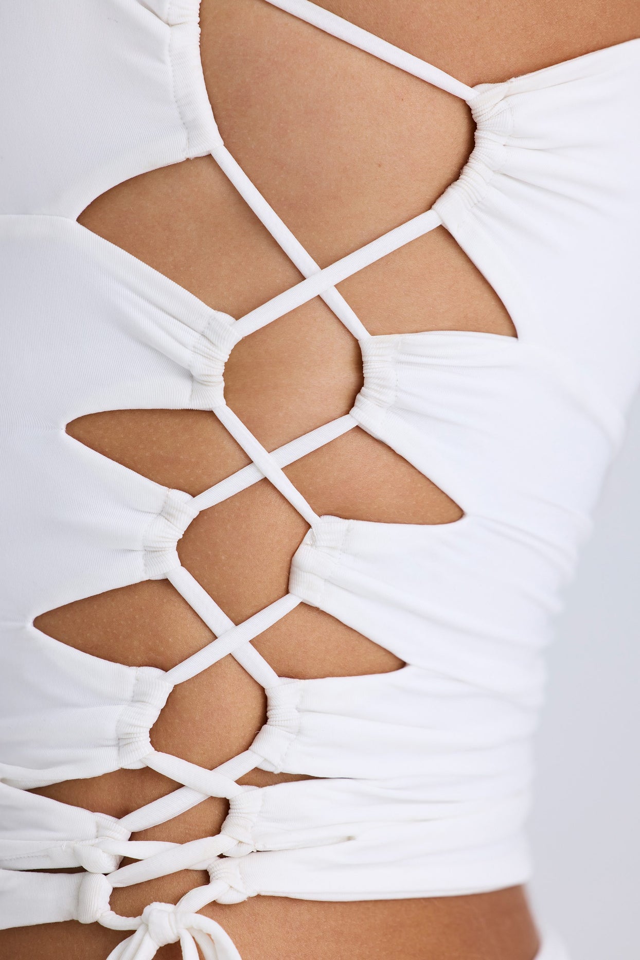 Ruched Cut-Out Top in White - 5