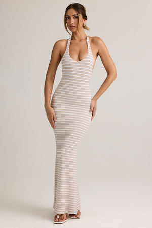 Hallie Modal Backless Halterneck Maxi Dress in Pink and Yellow Stripe | Oh Polly Hallie Modal Backless Halterneck Maxi Dress in Pink and Yellow Stripe | Oh Polly