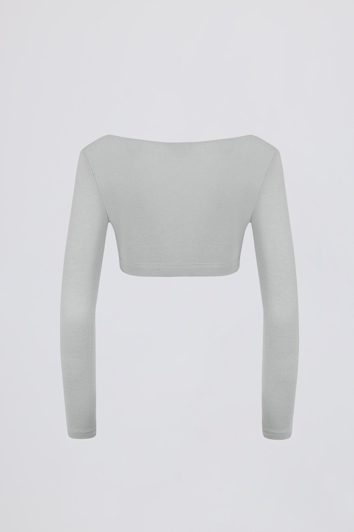 Brushed Jersey V-Neck Crop Top in Fog Grey