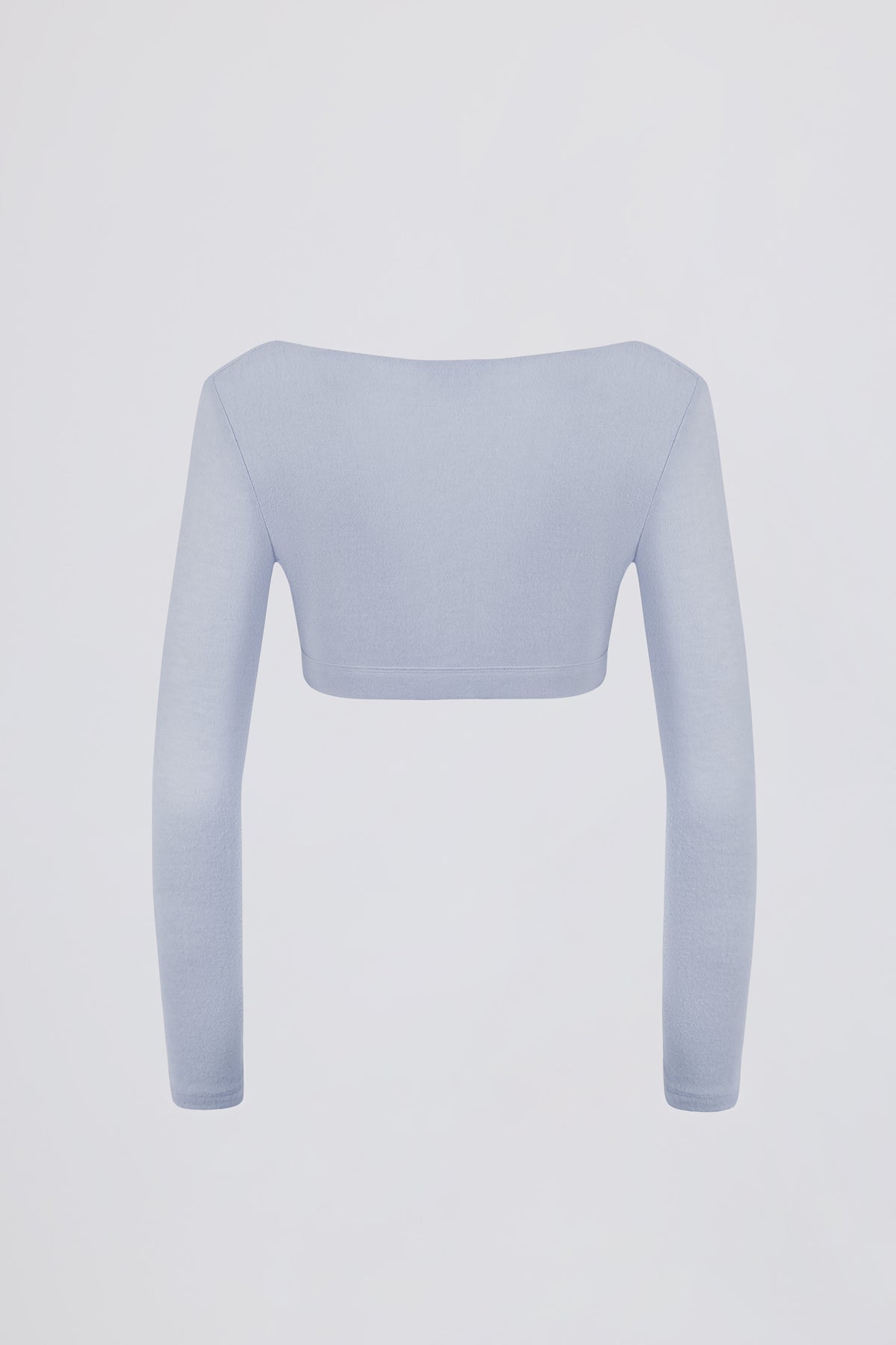 Brushed Jersey V-Neck Crop Top in Soft Blue