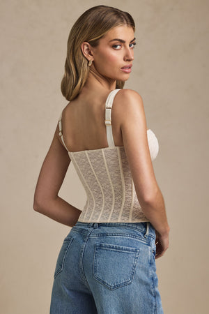 Underwired Lace Corset Top in Ivory