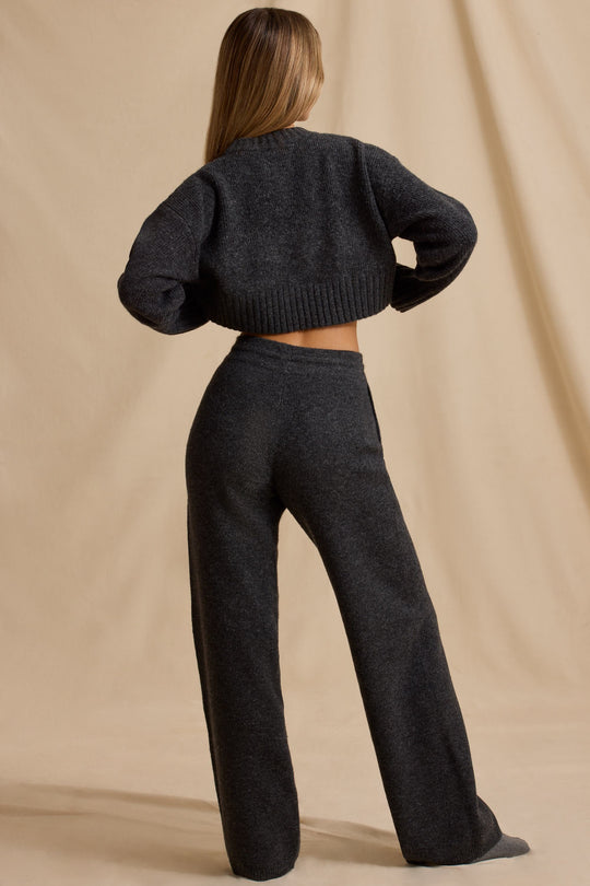 MidRise WideLeg Joggers in Charcoal Marl Oh Polly