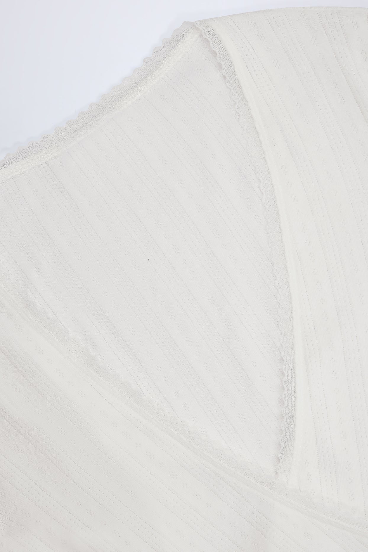 Pointelle Wrap Crop Top in White - 6