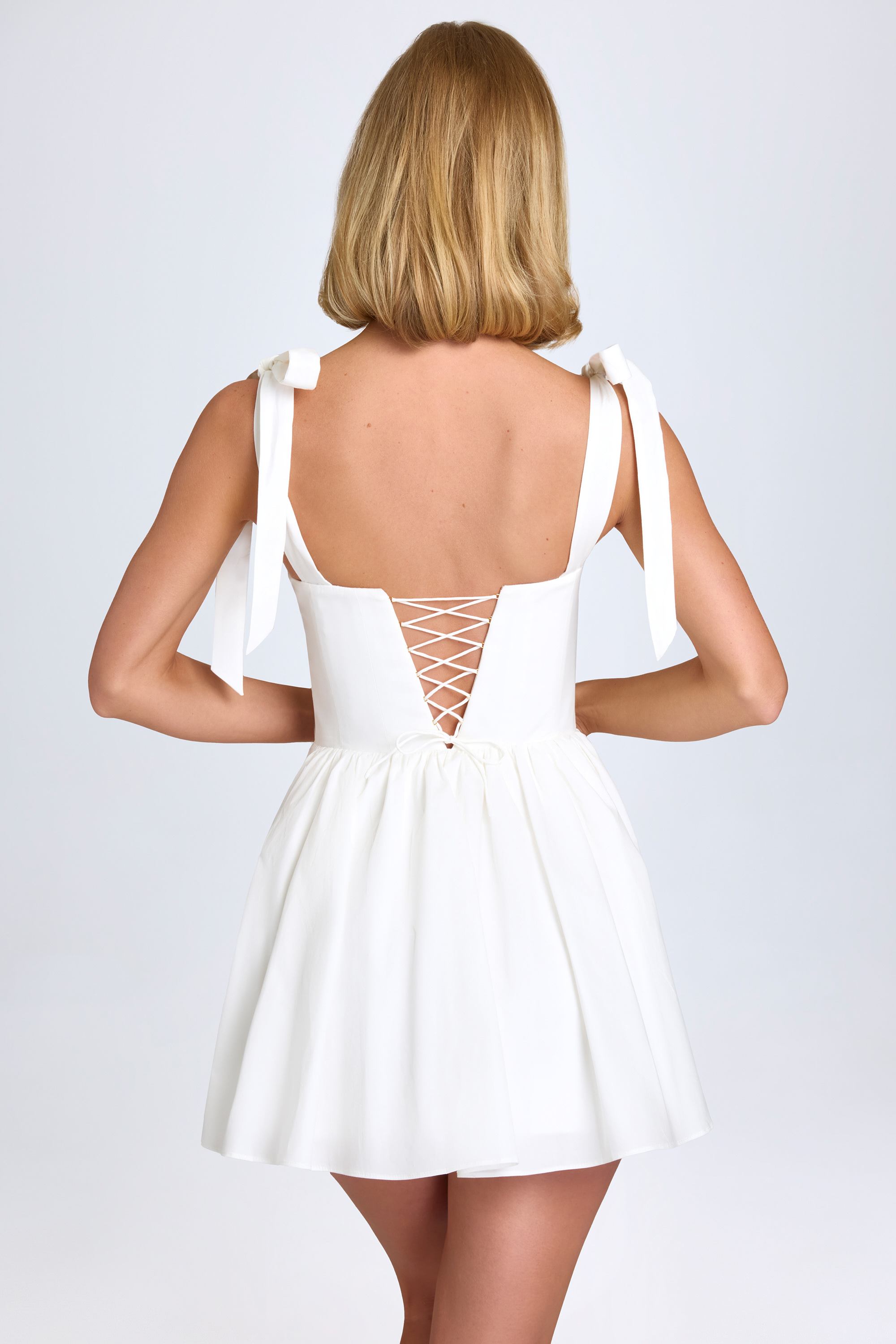 Marianna Ruched Corset Mini Dress in White