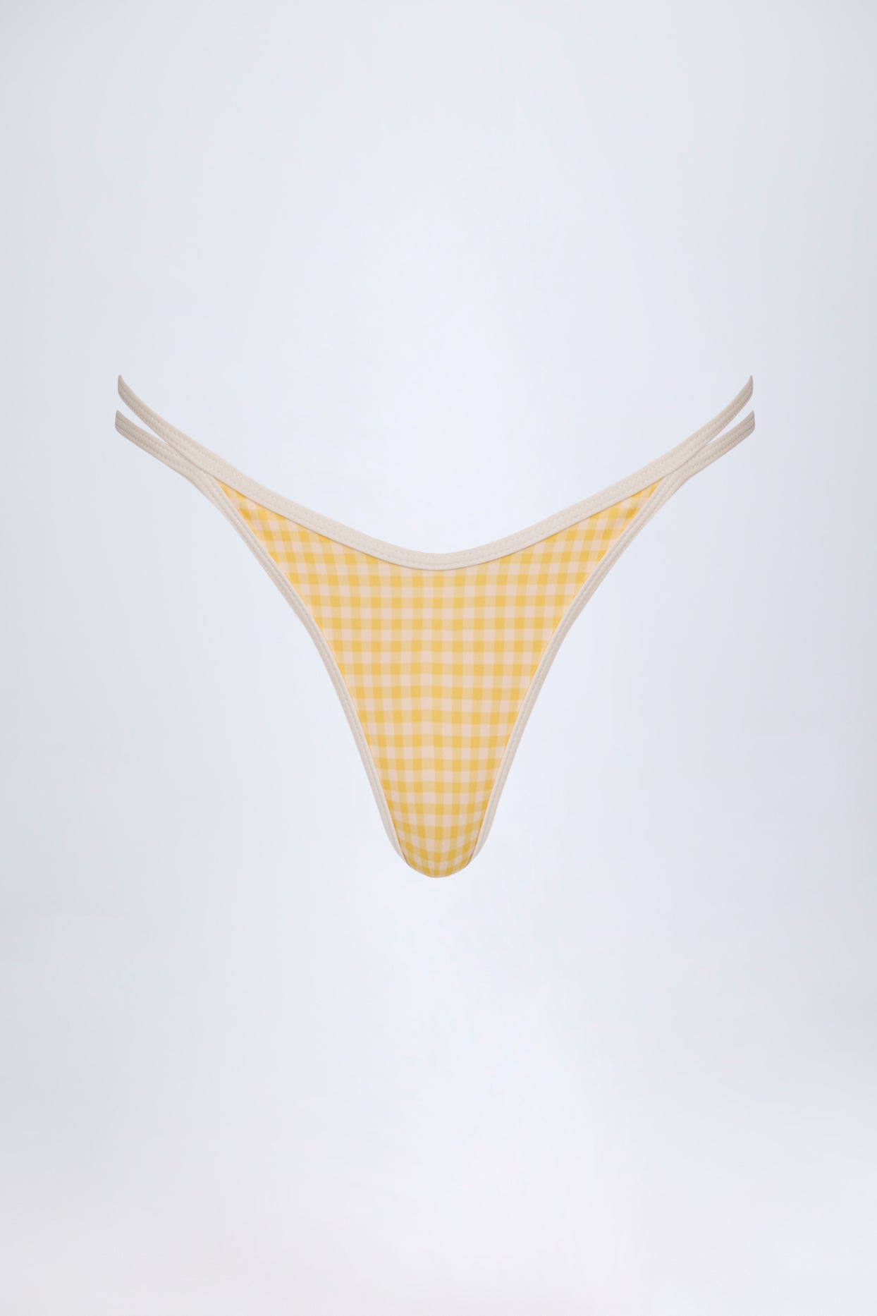 Double-Strap Cheeky Bikini Bottoms in Yellow Gingham - 5