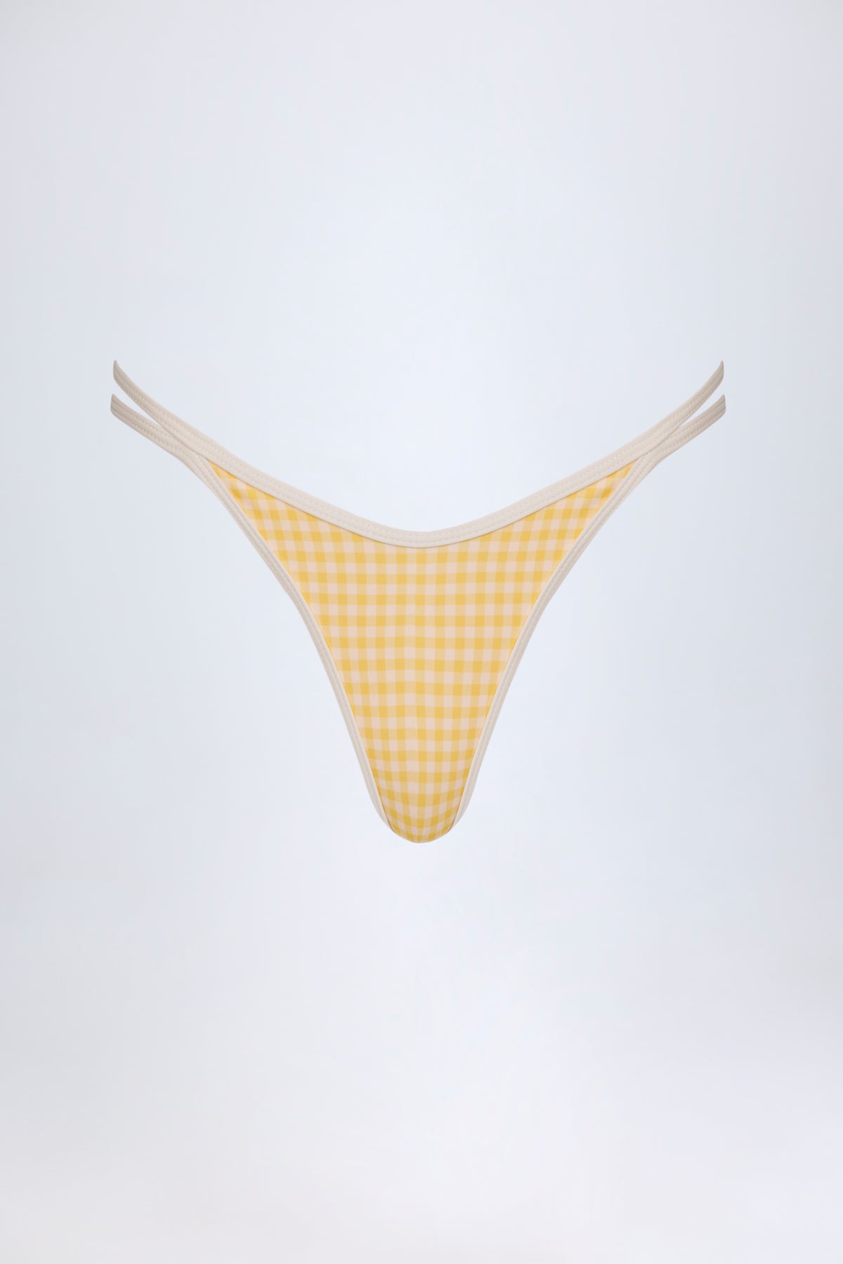 Double-Strap Cheeky Bikini Bottoms in Yellow Gingham