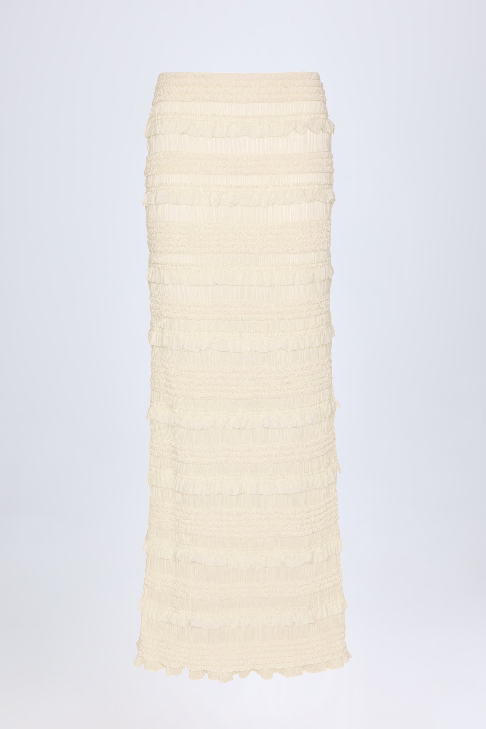 Ruffled Mid-Rise Maxi Skirt in Ivory - 1