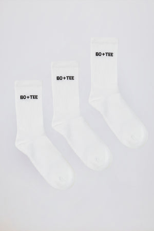 Ribbed Crew Sock Bundle in White