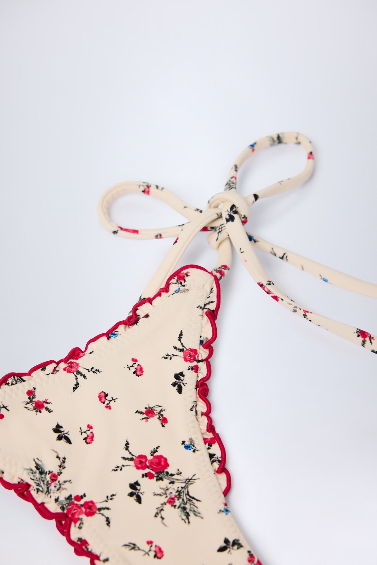 Side-Tie Thong Bikini Bottoms in Red Floral - 6