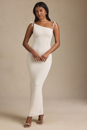 textured jersey open back maxi dress in ivory Noelia Textured Jersey Open Back Maxi Dress in Ivory