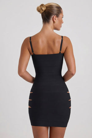 Cut-Out Bodycon Mini Dress in Black