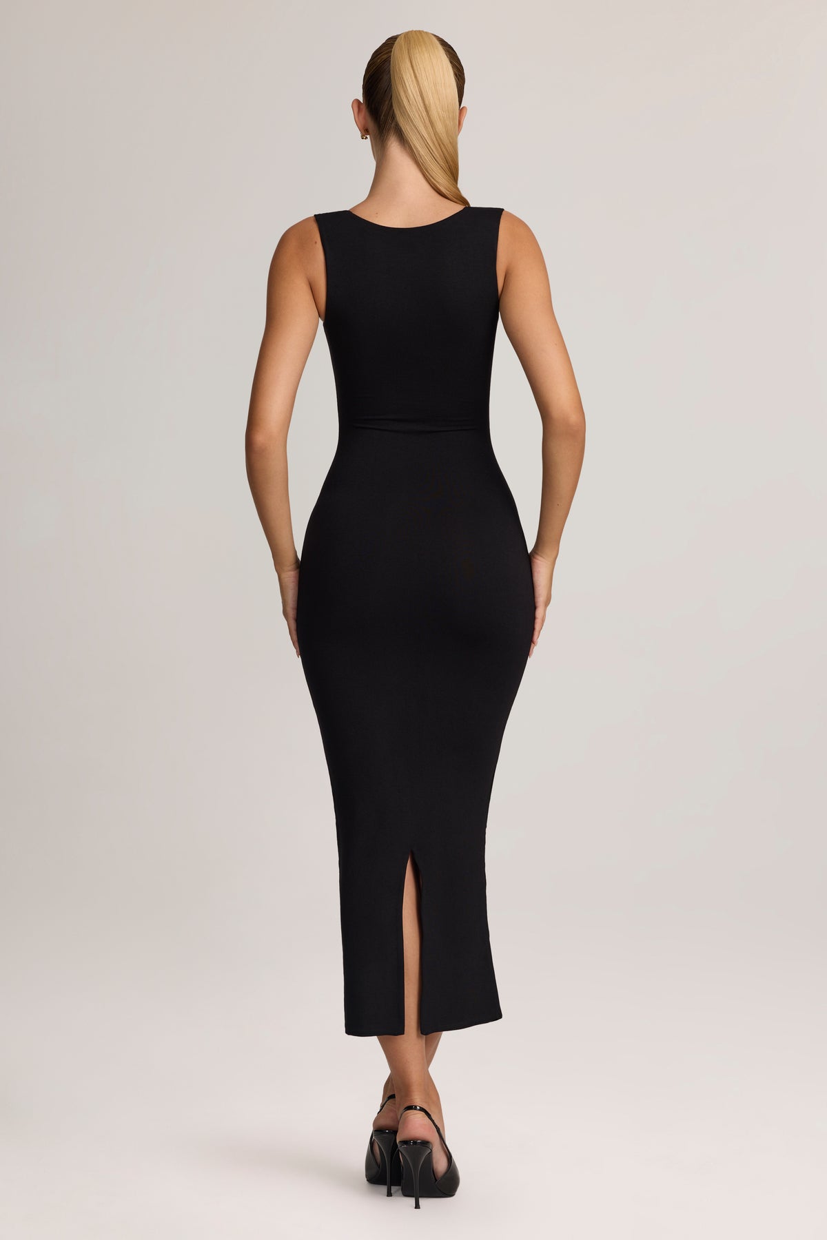 Modal Bodycon Midi Dress in Black