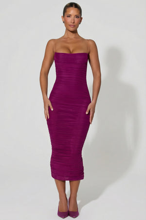 draped bodycon dress h&m dark purple Alondra Ruched Backless Midaxi in Plum – Oh Polly UK Nice Vintage dresser Painted styleattribute-country Gathers at the sides US SIZE:US2