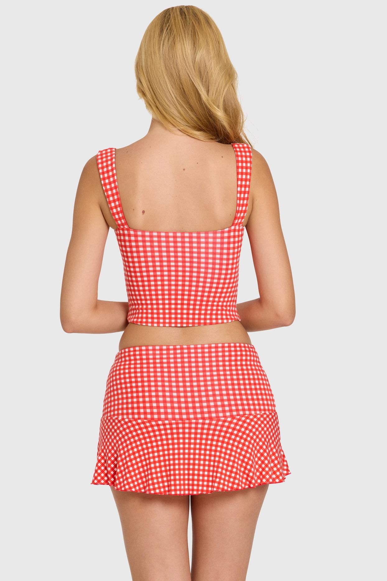 Modal Ruched Bust Top in Red Gingham - 9