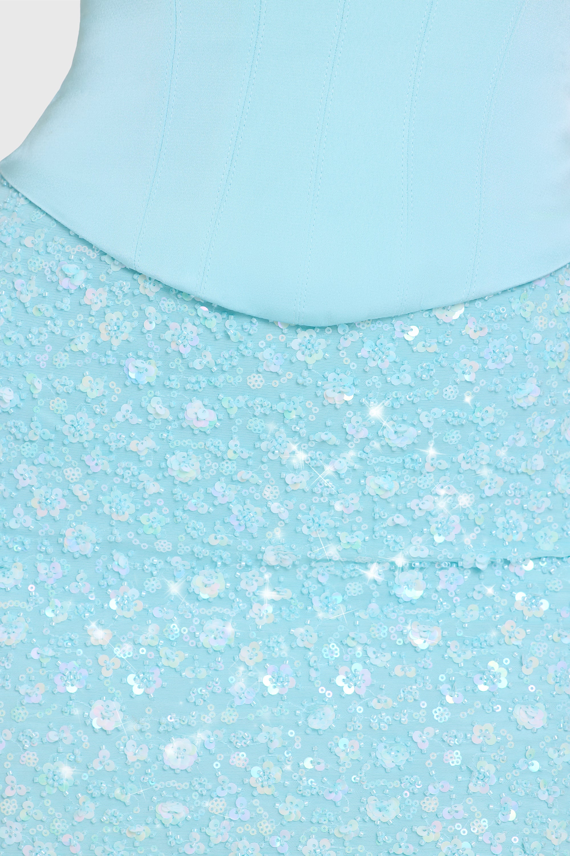 Embellished Skirt Corset Mini Dress in Aqua