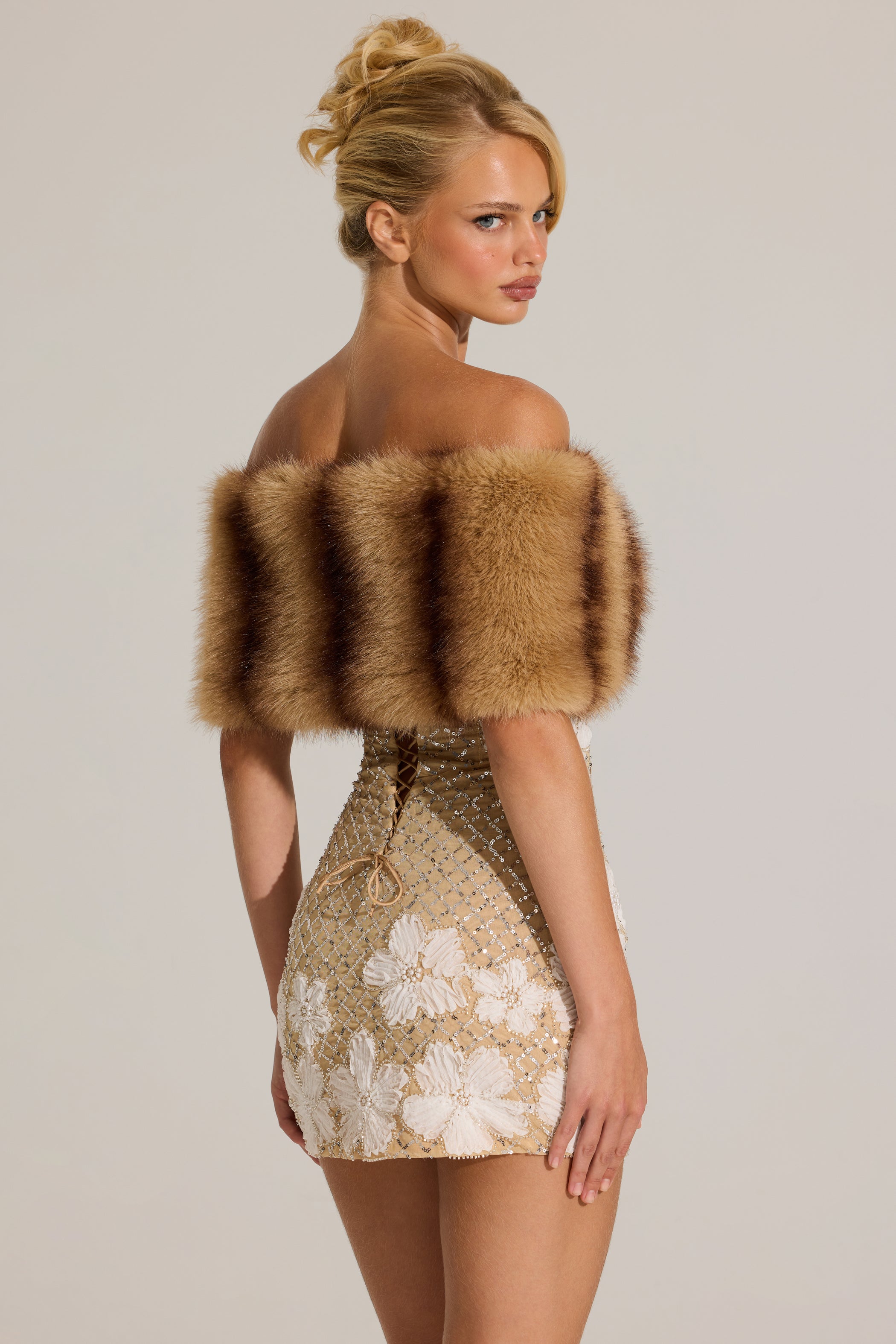 Fur Ribbon-Tie Stole in Mink